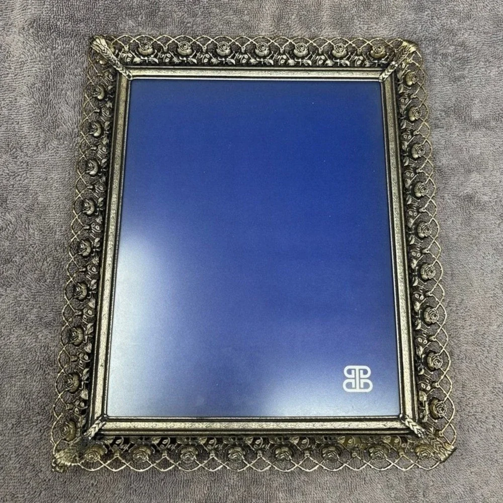 Vintage Picture Frame Gold Rose Filigree Ornate Hollywood Regency Floral 8x10